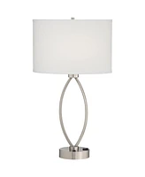 360 Lighting Nickel Oval Eye 28" Power Outlet Table Lamps Set of 2