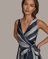 Donna Karan New York Women's Striped Belted Gown