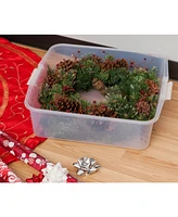 Iris 33 Qt. 3-pack Holiday Wreath Storage Container Box with Lid, Clear/Red