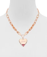 Guess Rose Gold-Tone Stationary Heart Pendant Necklace, 16" + 2" extender