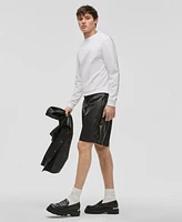 Mode of One Men's Relaxed-Fit Perforated 6-1/2" Faux-Leather Shorts, Exclusively at Macy's