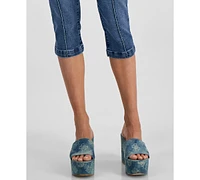 Guess Women's Cade Stretch Denim Mid Rise Capri Jeans