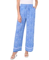 CeCe Women's Printed Drawstring Wide-Leg Pull-On Pants