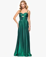 Blondie Nites Juniors' Metallic Twist-Front Gown