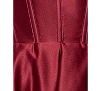 Blondie Nites Juniors' Satin Notch-Neck Ball Gown