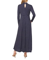 CeCe Women's Mock-Neck Long Sleeve Maxi Dress