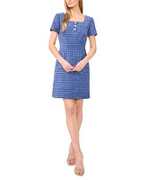 CeCe Women's Button Tweed Mini Dress