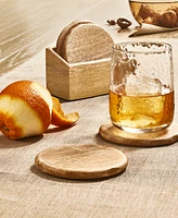 Oake 4-Pc. Wooden Coasters with Holder, Exclusively at Macy's