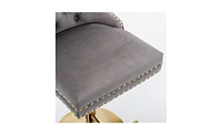 Slickblue Comfortable Velvet Bar Stools with Backs – Adjustable Height & Swivel Function