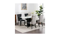 Slickblue Furniture,Modern, High-end Tufted Solid Wood Contemporary Pu and Velvet Upholstered Dining Chair with Legs Nailhead Trim 2-Pcs Set