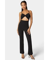 Bebe Women's Twist Front Wide Leg Jumpsuit