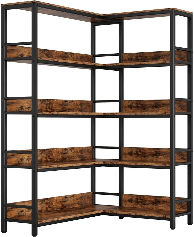 Ironck Industrial Bookshelves 5 Tiers Corner Bookcases