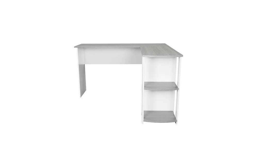 Modern L-Shaped Desk with Side Shelves for Organized Workspace and Efficient Storage