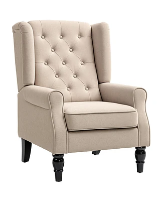 Homcom Accent Chair Button-Tufted Armchair with Wingback Round Arms