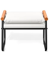 Sugift Ottoman Metal and Wood Faux Leather Bench