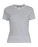 Lands' End Plus Drapey Rib Fitted Short Sleeve T-Shirt