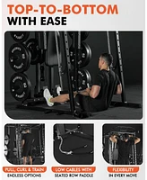 Er Kang Smith Machine with Pec Dec, 2000LBS Squat Rack Chest Fly Machine with Cable System, Workout Weight Cage with Weight Bench, 230LBS Plates, Spot