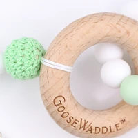 GooseWaddle Attachable Wooden & Silicone Teether - Mint