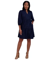 Jessica Howard Petite Jacquard Tiered Fit & Flare Dress