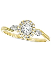 Diamond Halo Swirl Engagement Ring (1/4 ct. t.w.) in 14k Two-Tone Gold