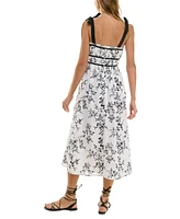 Seni & Cade Juniors' Floral-Print Eyelet Midi Dress