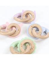 GooseWaddle Mint Lion Silicone + Wood Double Teether