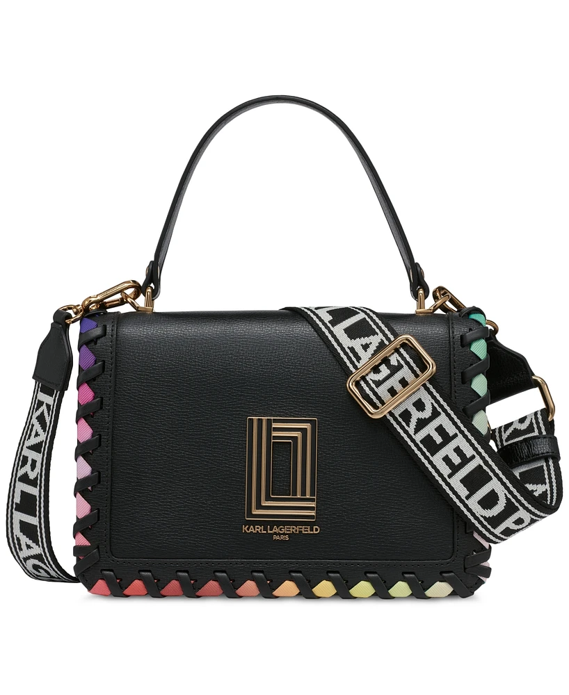 Karl Lagerfeld Paris Simone Flap Crossbody with Rainbow Stitching