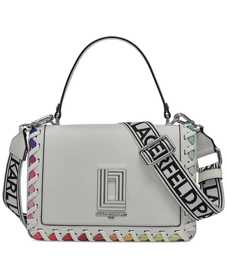Karl Lagerfeld Paris Simone Flap Crossbody with Rainbow Stitching