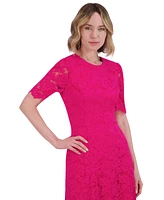 Jessica Howard Petite Lace Short-Sleeve A-Line Dress