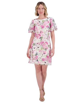 Jessica Howard Petite Floral-Print Bubble-Sleeve Dress