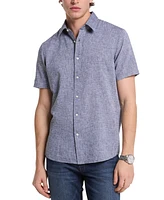 Michael Kors Men's Classic Fit Short Sleeve Button-Front Dobby Dot Pattern Shirt