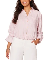 Democracy Women's 3/4-Sleeve Bubble-Hem Shirt