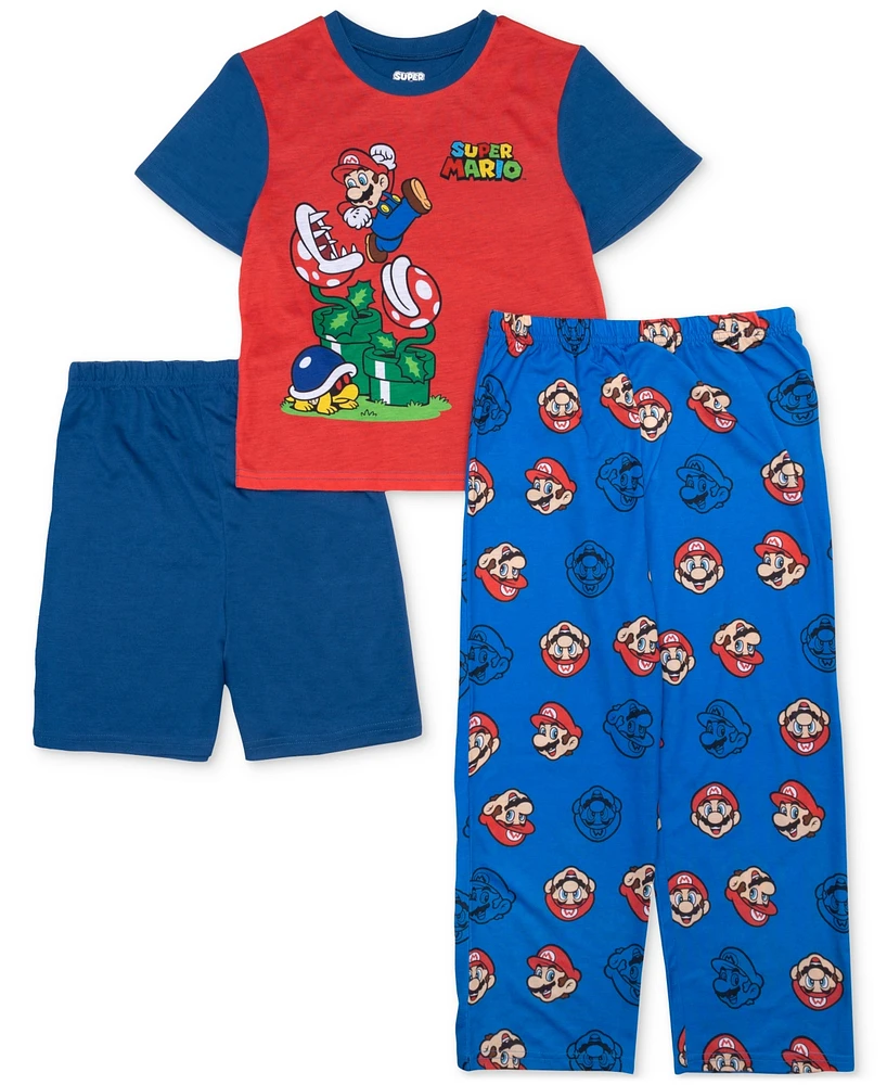 Nintendo Big Boys 3-Pc. Mario Short-Sleeve Pajama Set