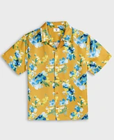 Mode of One Men's Blurred Floral Relaxed-Fit Shiny Twill Camp Shirt, Exclusively at Macy's