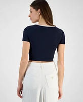 Guess Women's Marigold Ribbed Tennis Cropped Tee