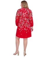 Jessica Howard Plus Pleated Floral-Print Shift Dress