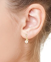 Effy Cultured Freshwater Pearl (6-1/2mm) & Diamond (1/6 ct. t.w.) Half Hoop Earrings in 14k Gold