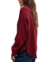 Free People Women's Holly Henley Embroidered Cotton Top
