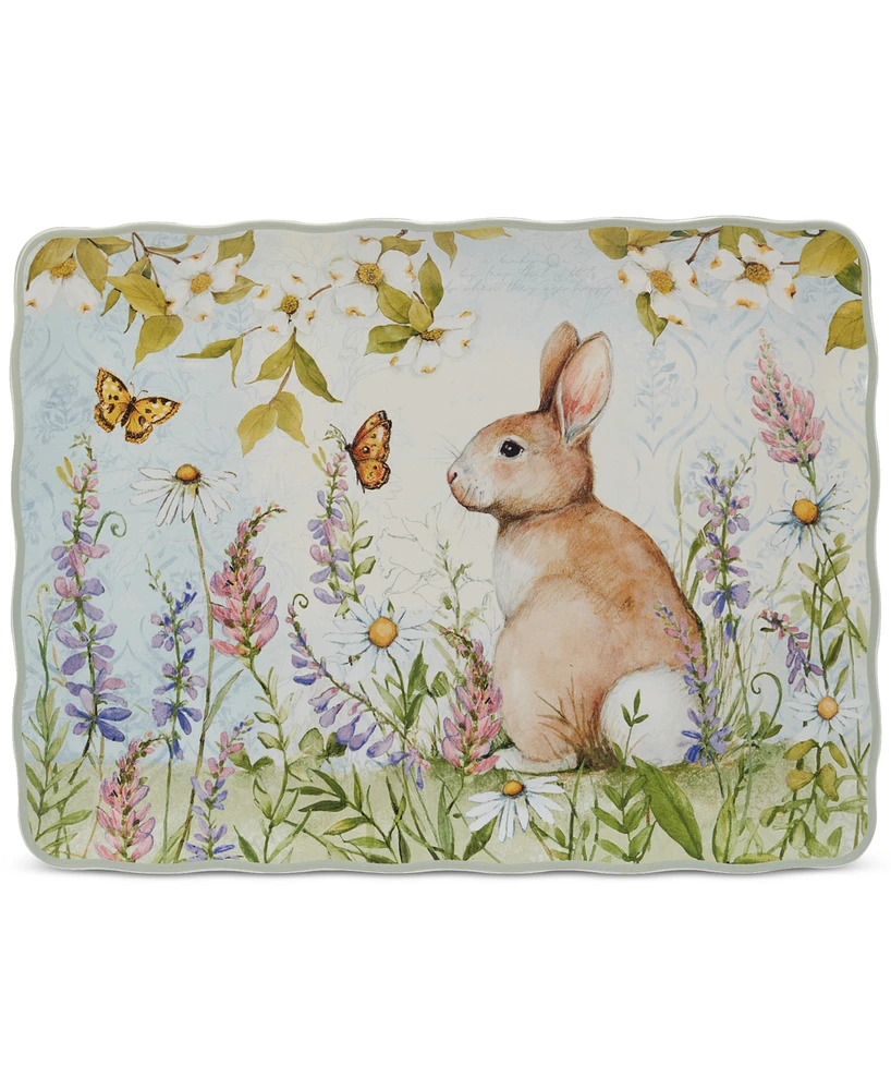 Certified International Easter Meadow Rectangular Platter