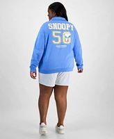 Love Tribe Trendy Plus Size Snoopy Running Club Half Zip Sweatshirt Striped Boxer Shorts