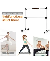 4 Ft Portable Freestanding Stable Construction Pilates Ballet Barre with Double Dance Bar