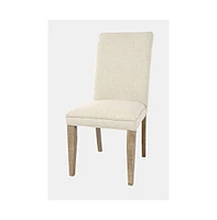 Modern Rustic Distressed Solid Wood Upholstered Parsons Dining Chair (Set of 2)