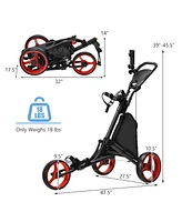 3 Wheels Folding Golf Push Cart with Storage Bag and Scoreboard
