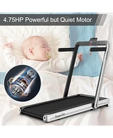 4.75HP 2 In 1 Folding Walking Pad Treadmill with Remote App Control