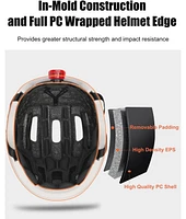 Batfox Bike Helmet for Adults and Youth with Rechargeable Led Safety Taillight and Eye Shield Goggles