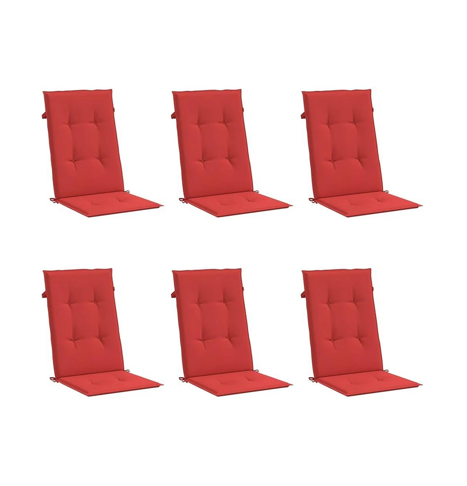 Garden Highback Chair Cushions 6 pcs Red 47.2"x19.7"x1.2" Fabric