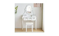 Bedroom Vanity Table with Adjustable Light Mirror – Makeup Desk with Storage & Stool Option