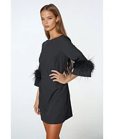 Bebe Women's Feather Sleeve Mini Dress