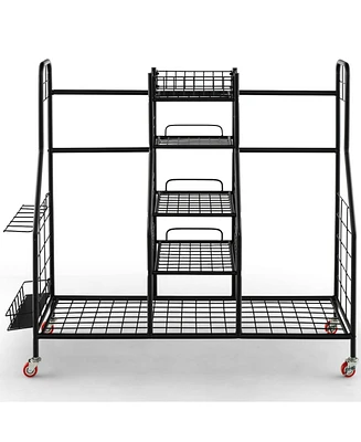 Double Golf Bag Rack with Removable Golf Club Stand and Wheels