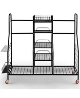 Double Golf Bag Rack with Removable Golf Club Stand and Wheels